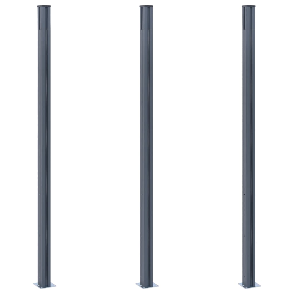 vidaXL Zaunpfosten 3 Stk. Dunkelgrau 185 cm Aluminium - Image 3