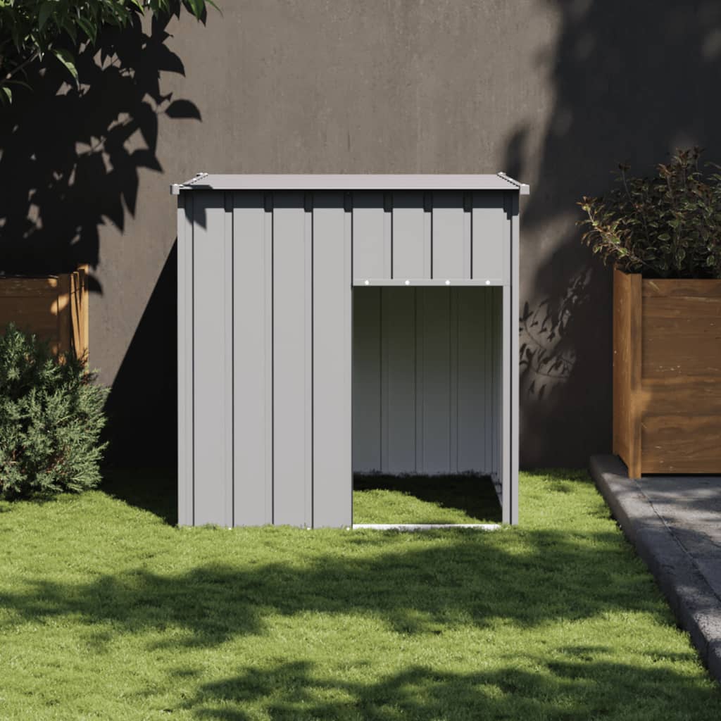 vidaXL Hundehütte mit Dach Hellgrau 110 x 103 x 109 cm Verzinkter Stahl