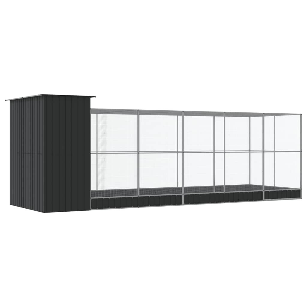 vidaXL Voliere mit Erweiterung Silbern 623x203x216 cm Stahl - Image 5