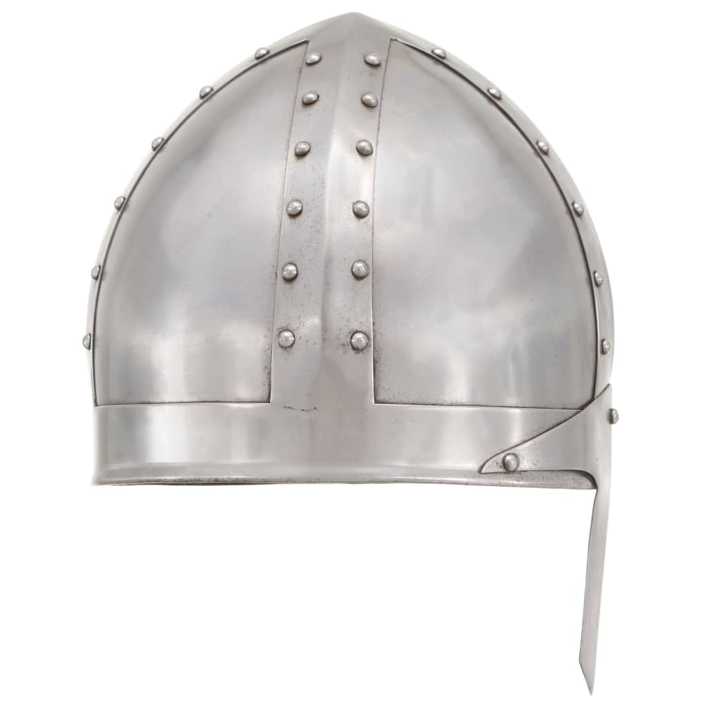vidaXL Mittelalterlicher Ritterhelm Antik Replik LARP Silbern Stahl - Image 3
