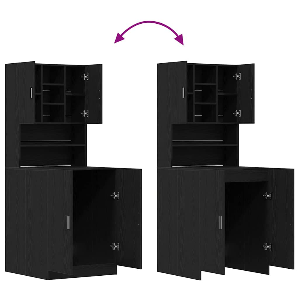 vidaXL Waschmaschinenschrank 2 pcs Schwarz Eichen-Optik - Image 5