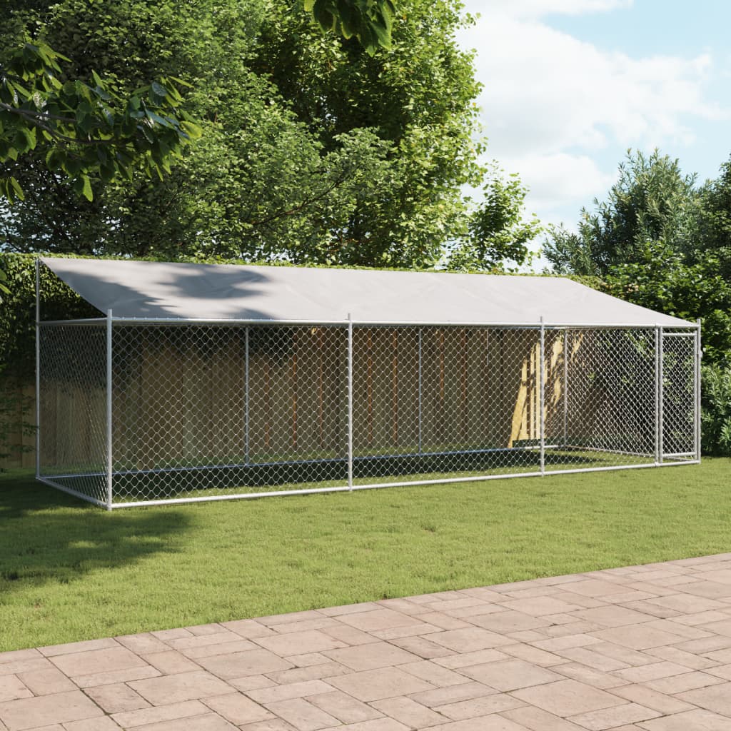 vidaXL Hundezwinger mit Dach und Tür Grau 6x2x2 m Verzinkter Stahl - Image 3