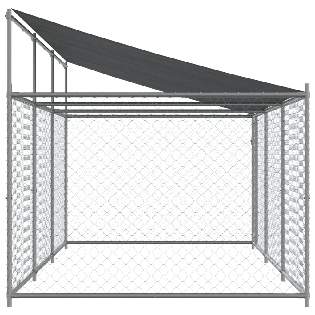 vidaXL Hundezwinger mit Dach und Tür Grau 6x2x2 m Verzinkter Stahl - Image 5