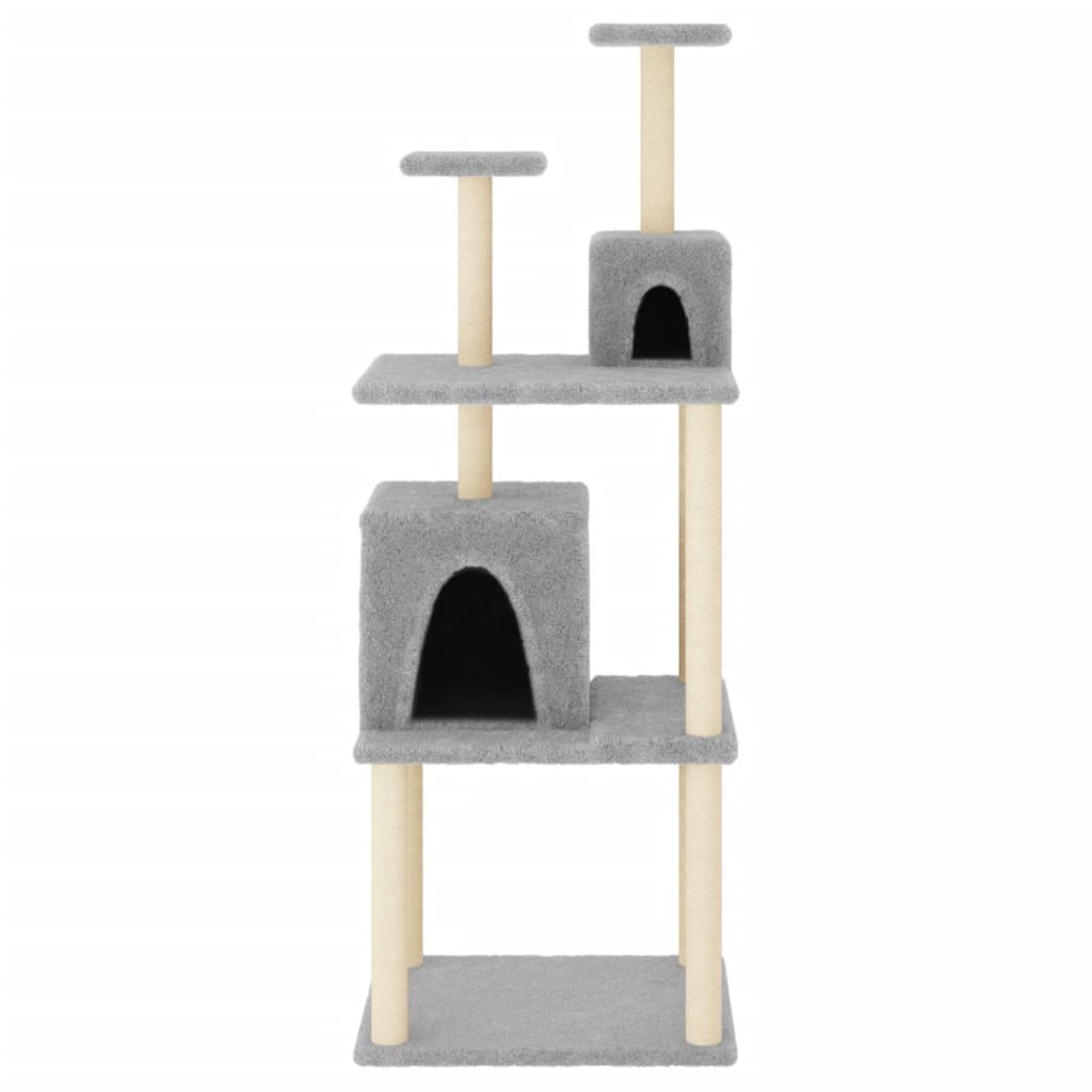 vidaXL Kratzbaum mit Sisal-Kratzsäulen Hellgrau 167 cm - Image 3