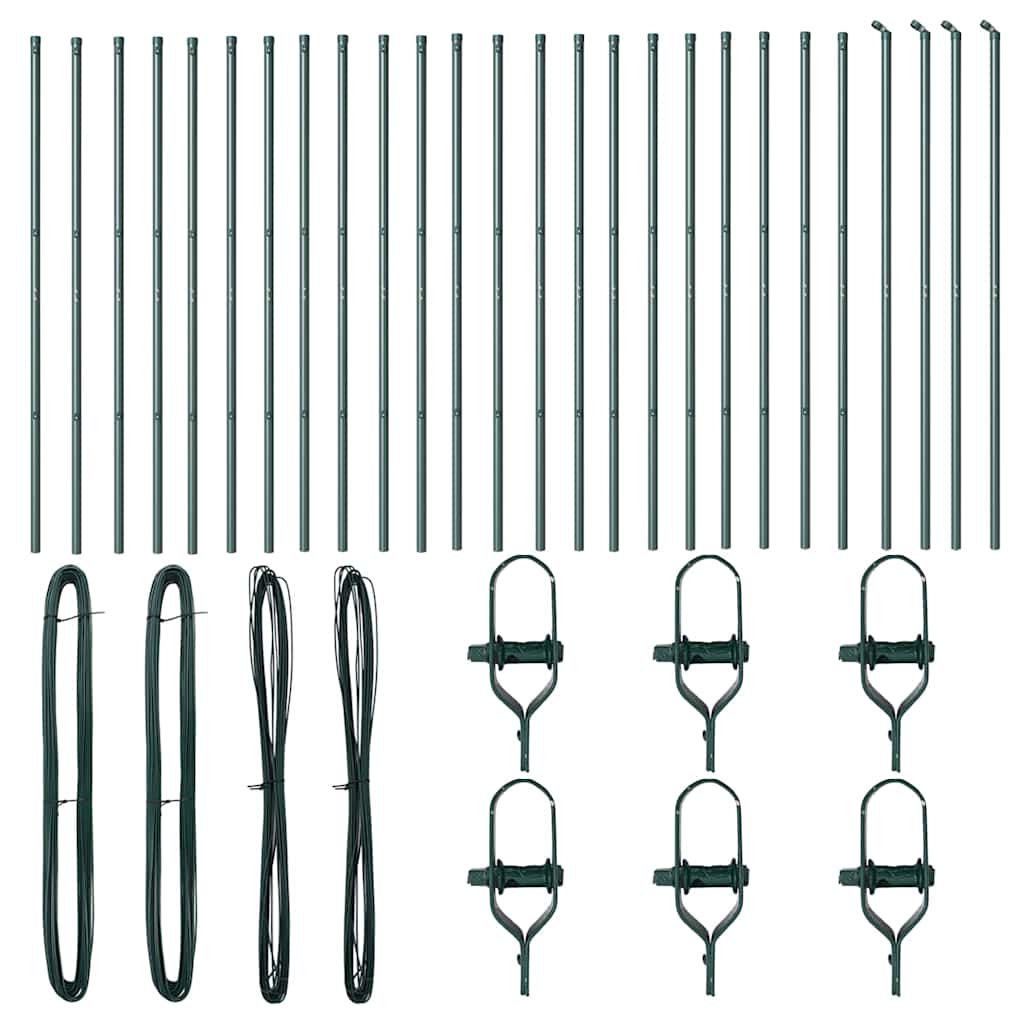 vidaXL Zaunpfosten Sonstiges 26 pcs Grün 3,2 x 3,2 x 210 cm Stahl - Image 3