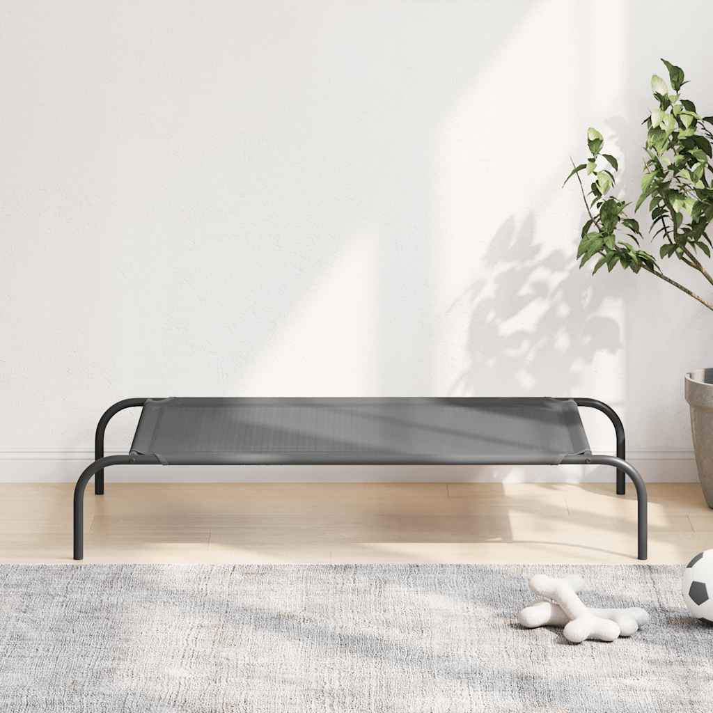 vidaXL Hundebett Erhöht Grau 110x65x20 cm Textilene und Stahl