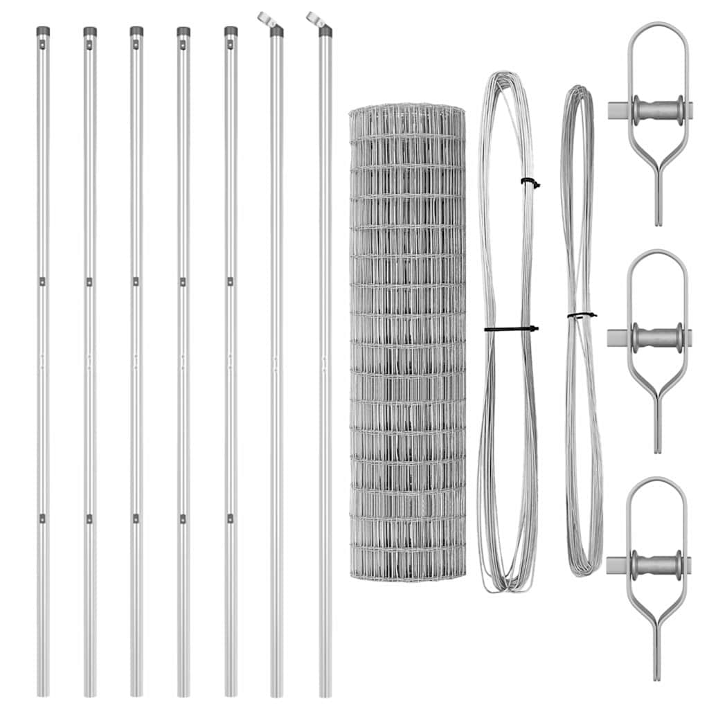 vidaXL Zaun mit Pfosten Silber 1,4 x 10 m Stahl - Image 4