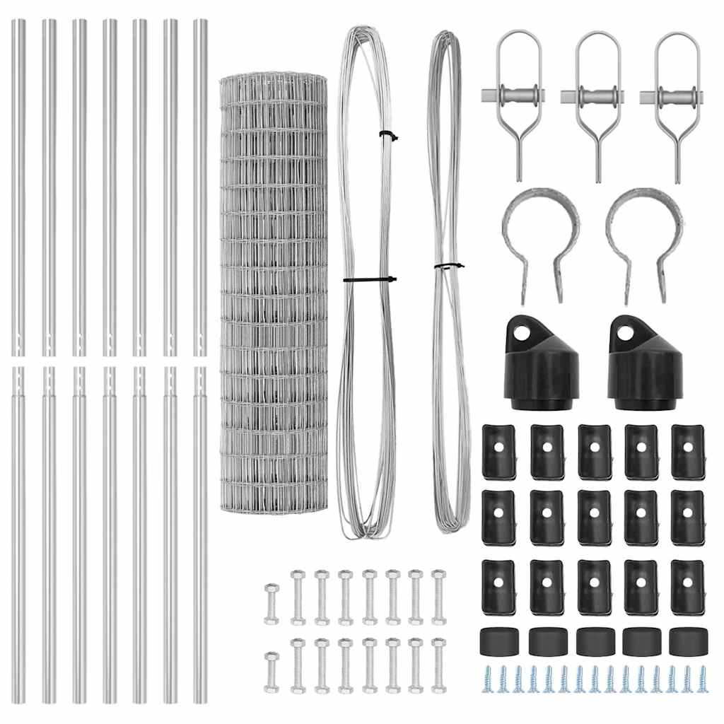 vidaXL Zaun mit Pfosten Silber 1,4 x 10 m Stahl - Image 5