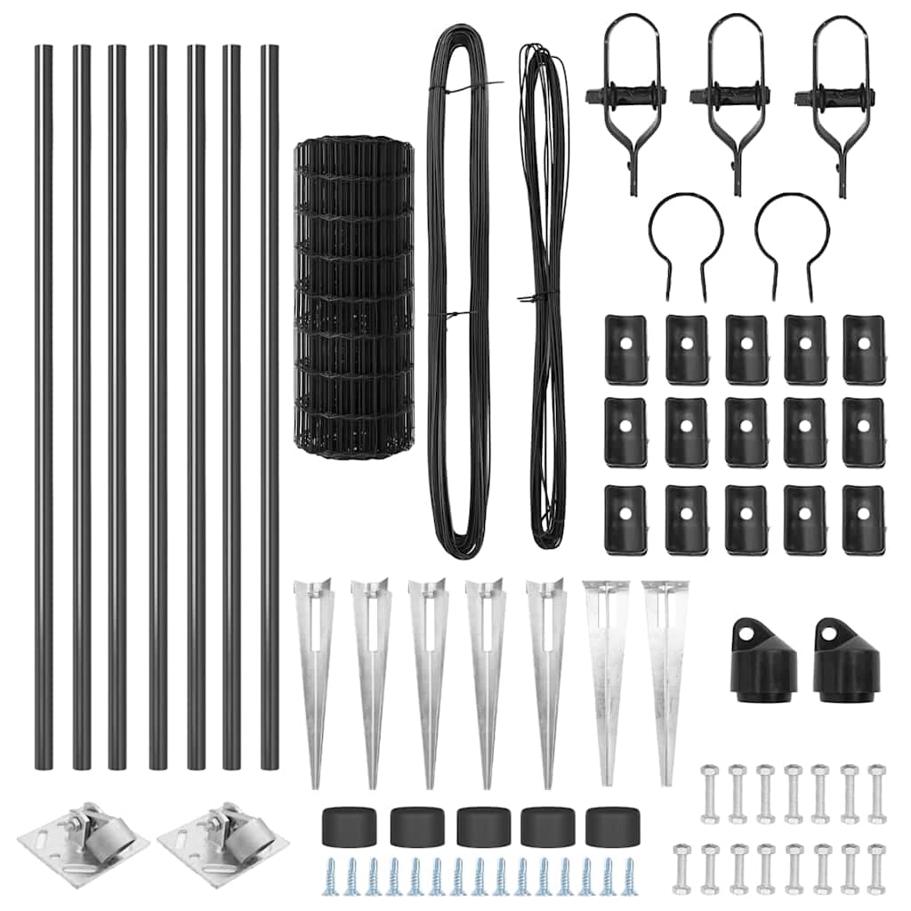 vidaXL Zaun mit Pfosten Grau 0,6 x 10 m Stahl - Image 5