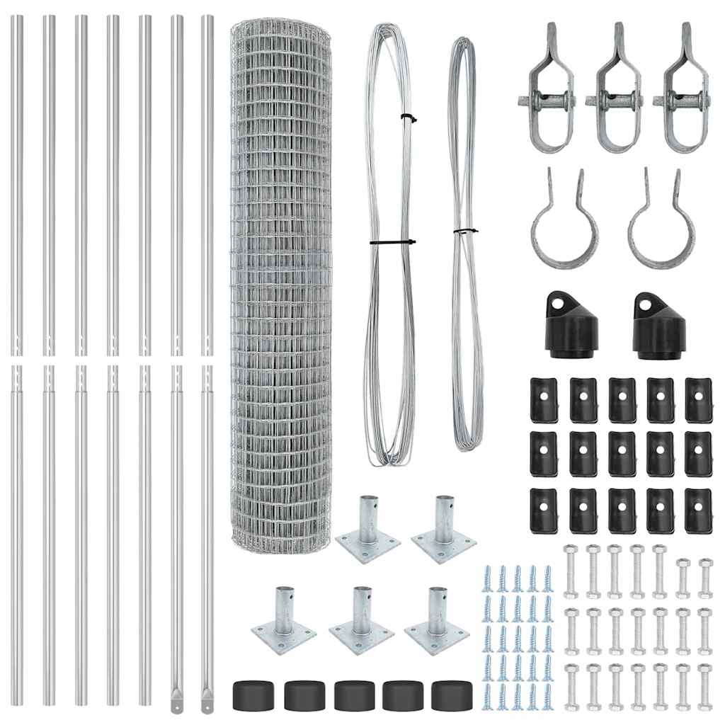 vidaXL Zaun mit Pfosten Silber 1,5 x 10 m Stahl - Image 5