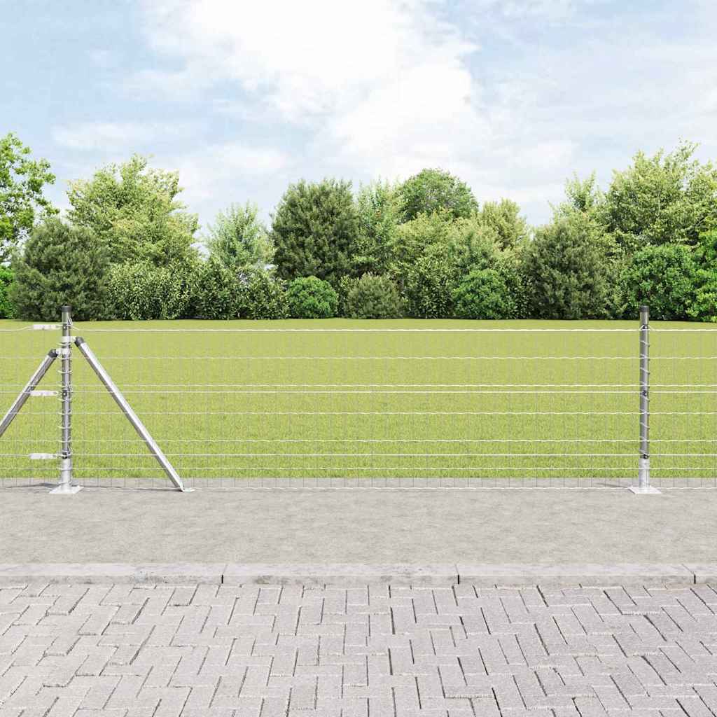 vidaXL Zaun mit Pfosten Silber 0,6 x 25 m Stahl