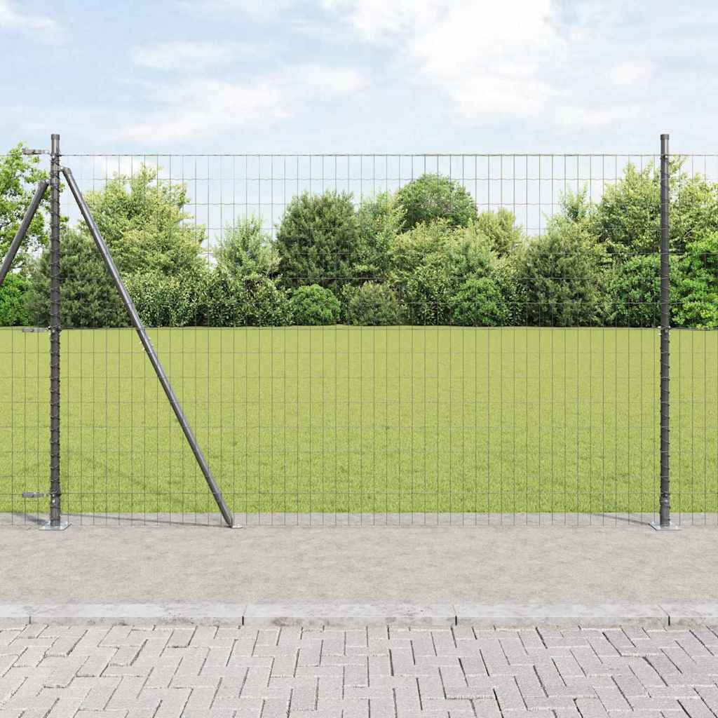 vidaXL Zaun mit Pfosten Grau 1,5 x 10 m Stahl