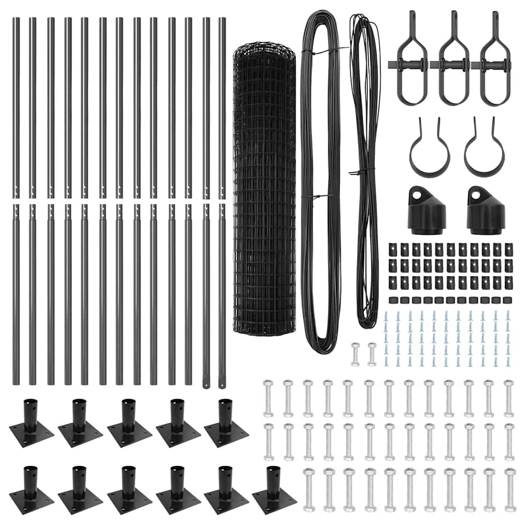vidaXL Zaun mit Pfosten Grau 0,8 x 25 m Stahl - Image 5