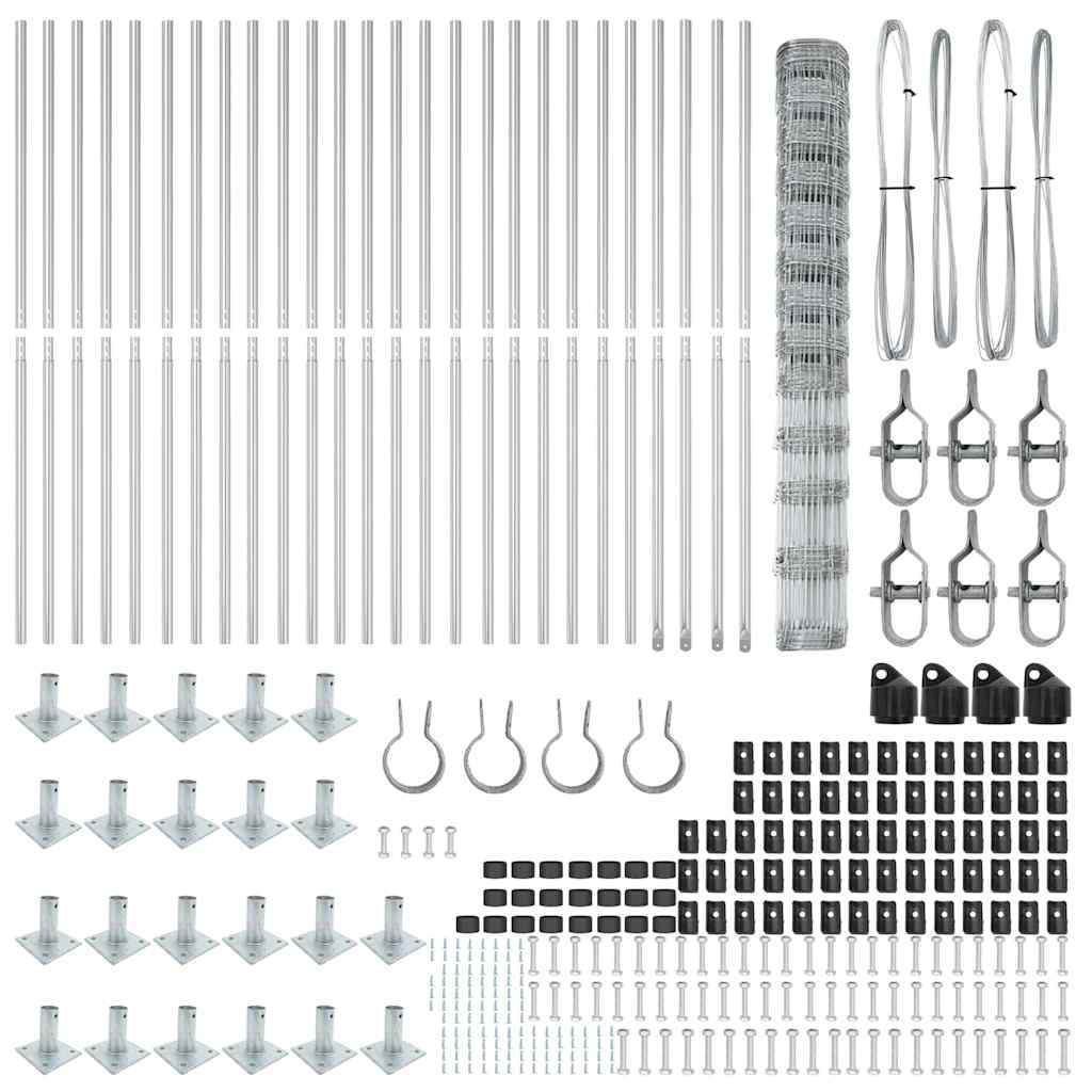 vidaXL Wildzaun Silber 50 x 1,5 m Verzinkter Stahl - Image 5