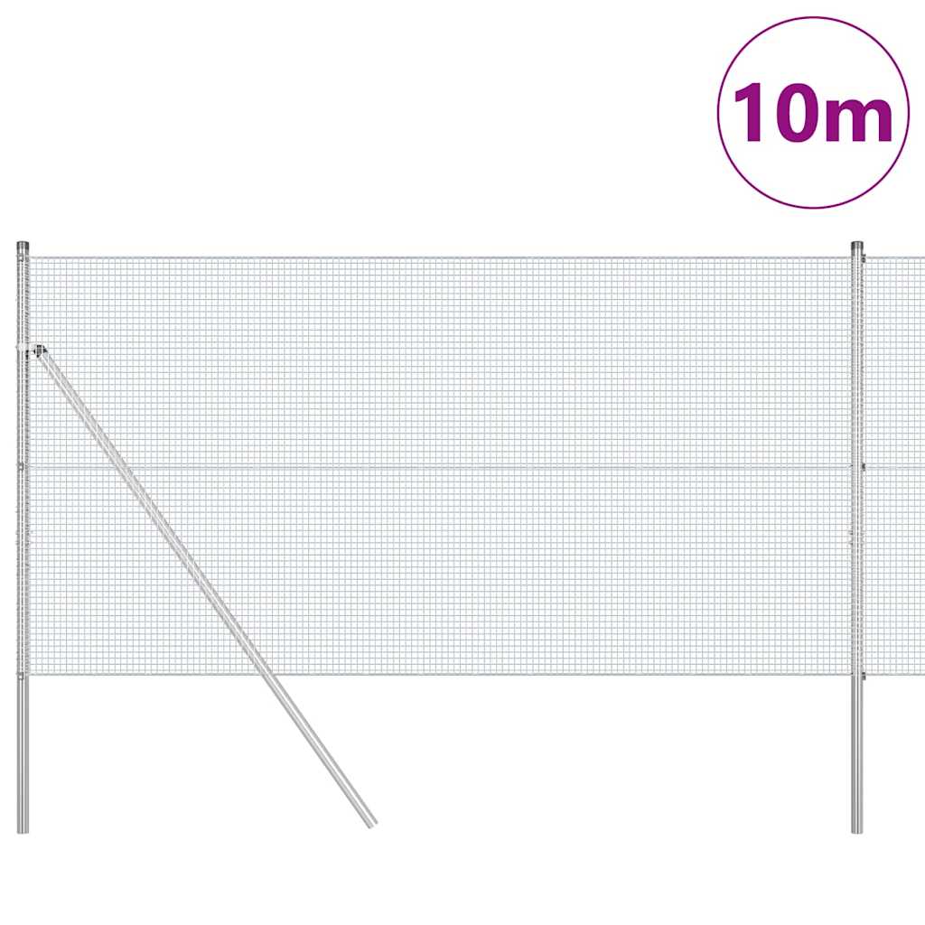 vidaXL Zaun mit Pfosten Silber 1,4 x 10 m Stahl - Image 3