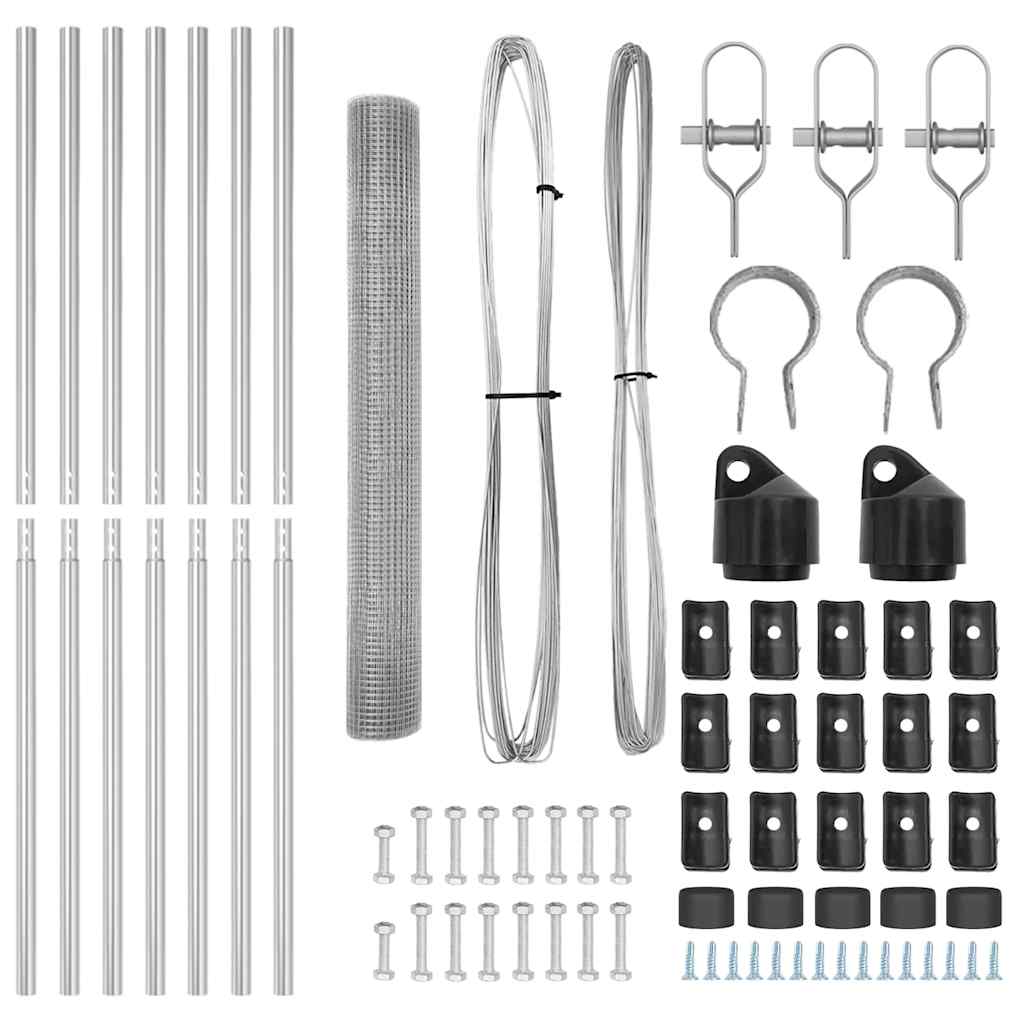 vidaXL Zaun mit Pfosten Silber 1,4 x 10 m Stahl - Image 5
