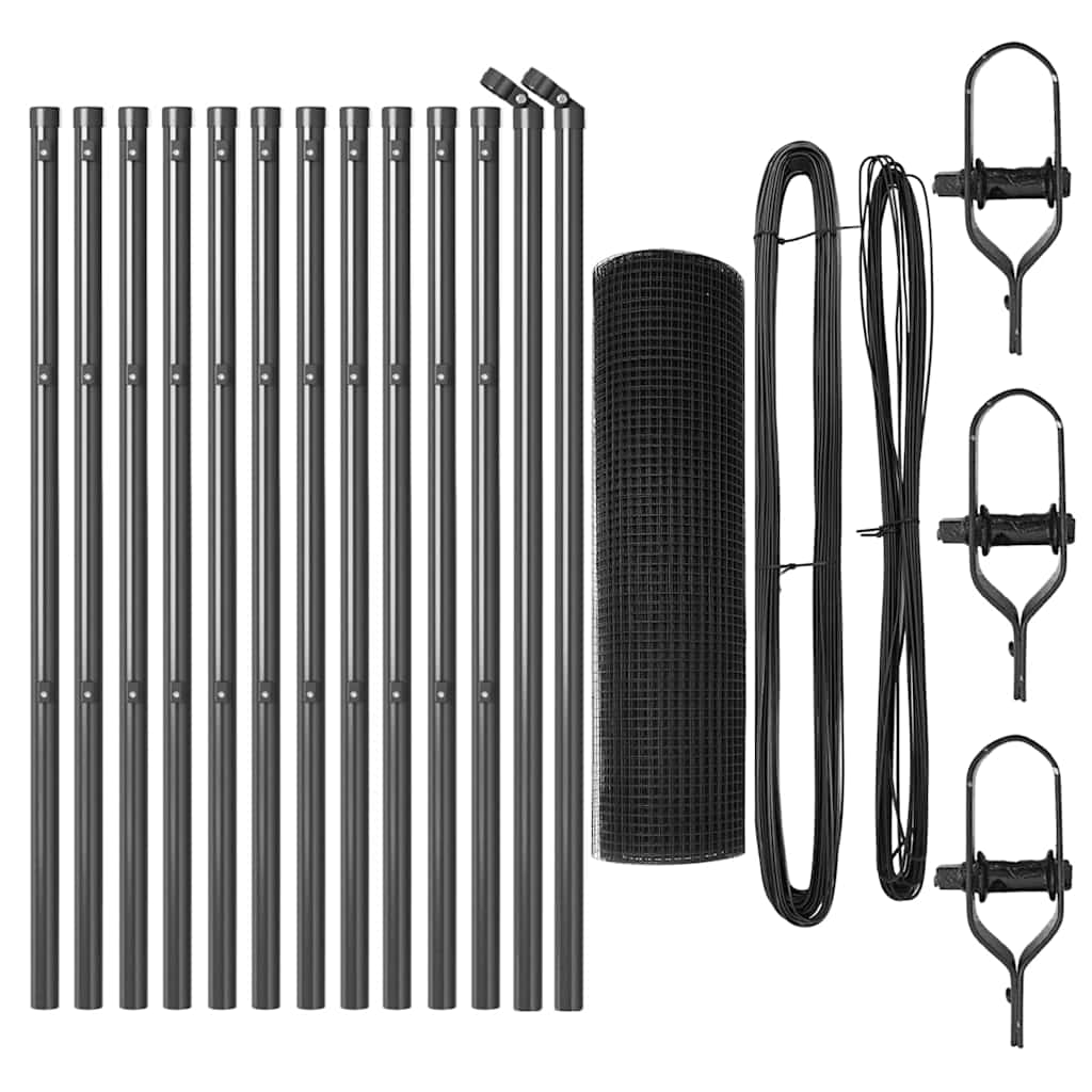 vidaXL Zaun mit Pfosten Grau 0,4 x 25 m Stahl - Image 4