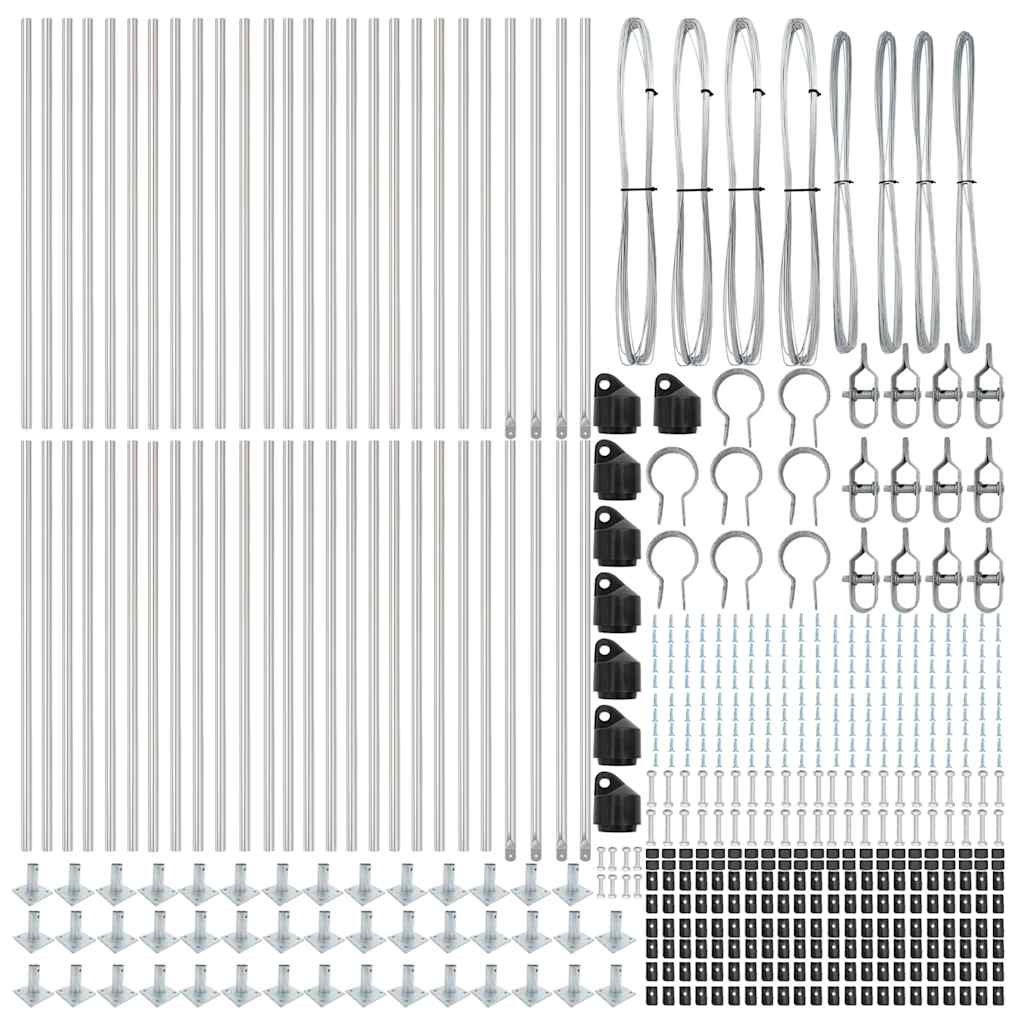 vidaXL Zaunpfosten Sonstiges 52 pcs Grau 3,2 x 3,2 x 50 cm Stahl - Image 4