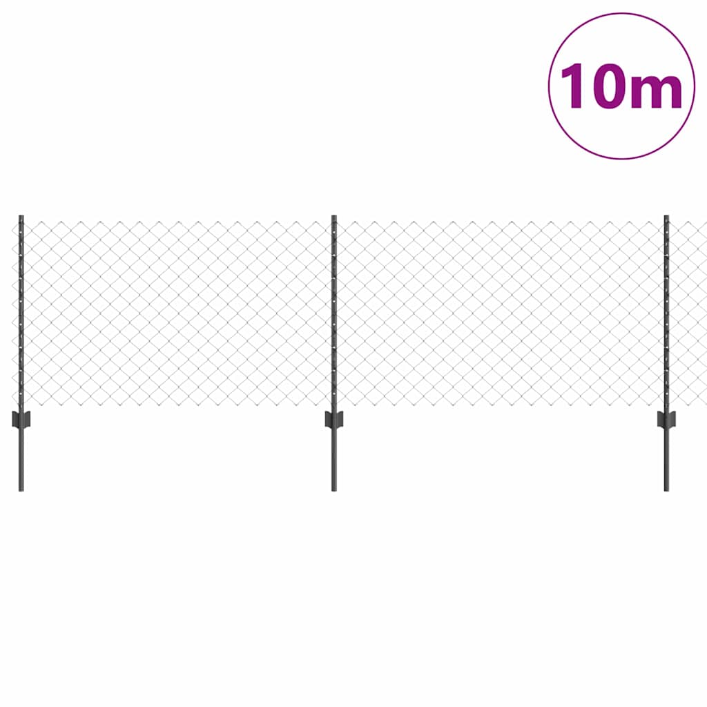 vidaXL Zaun mit Pfosten Grau 0,8 x 10 m Stahl - Image 3