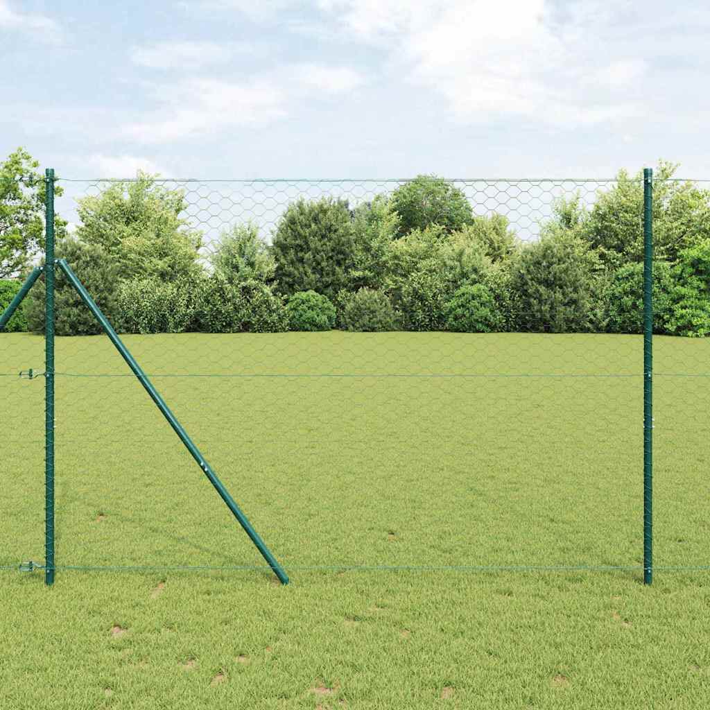 vidaXL Zaun mit Pfosten Grün 1,5 x 10 m PVC-beschichteter Stahl
