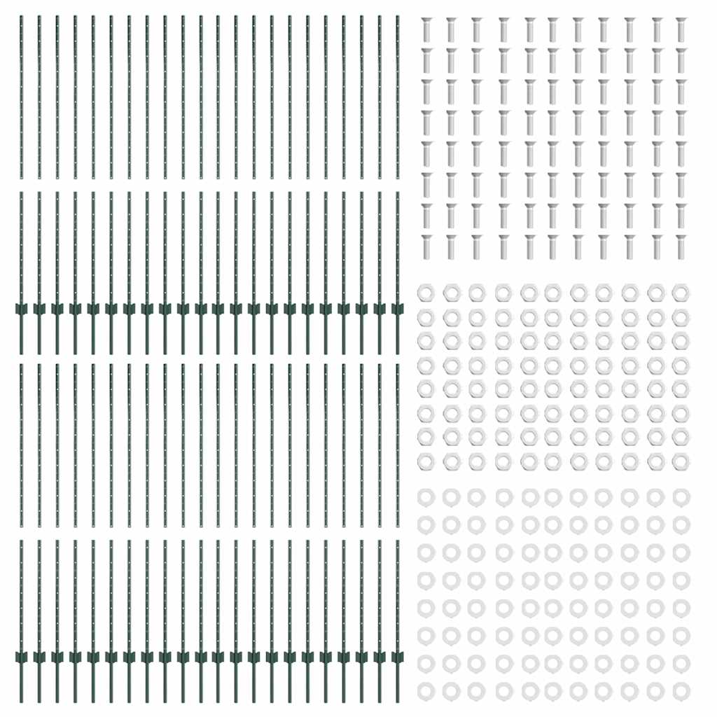 vidaXL Zaunpfosten 44 pcs Grün 200 cm Stahl - Image 4