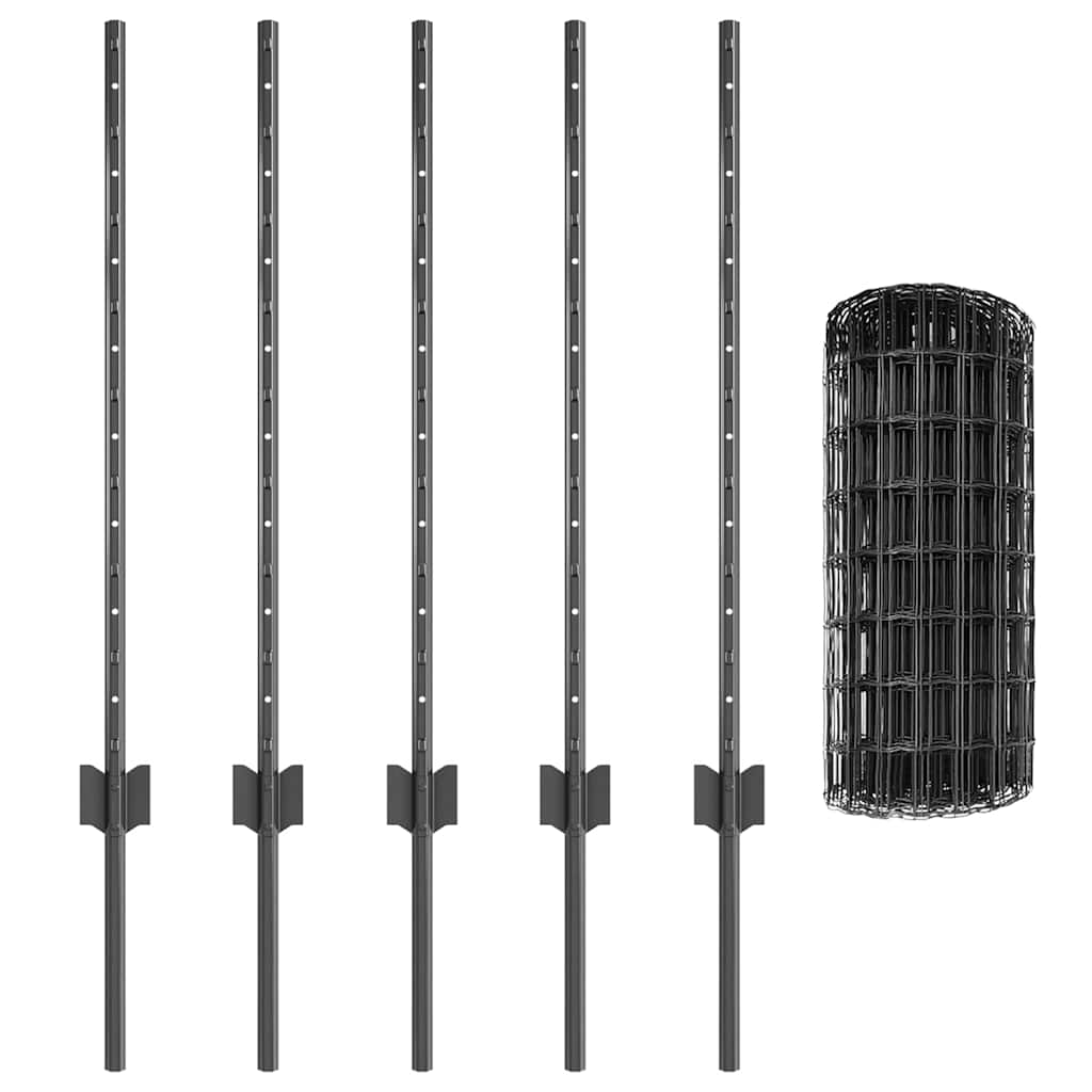 vidaXL Zaun mit Pfosten Grau 0,8 x 10 m Stahl - Image 4