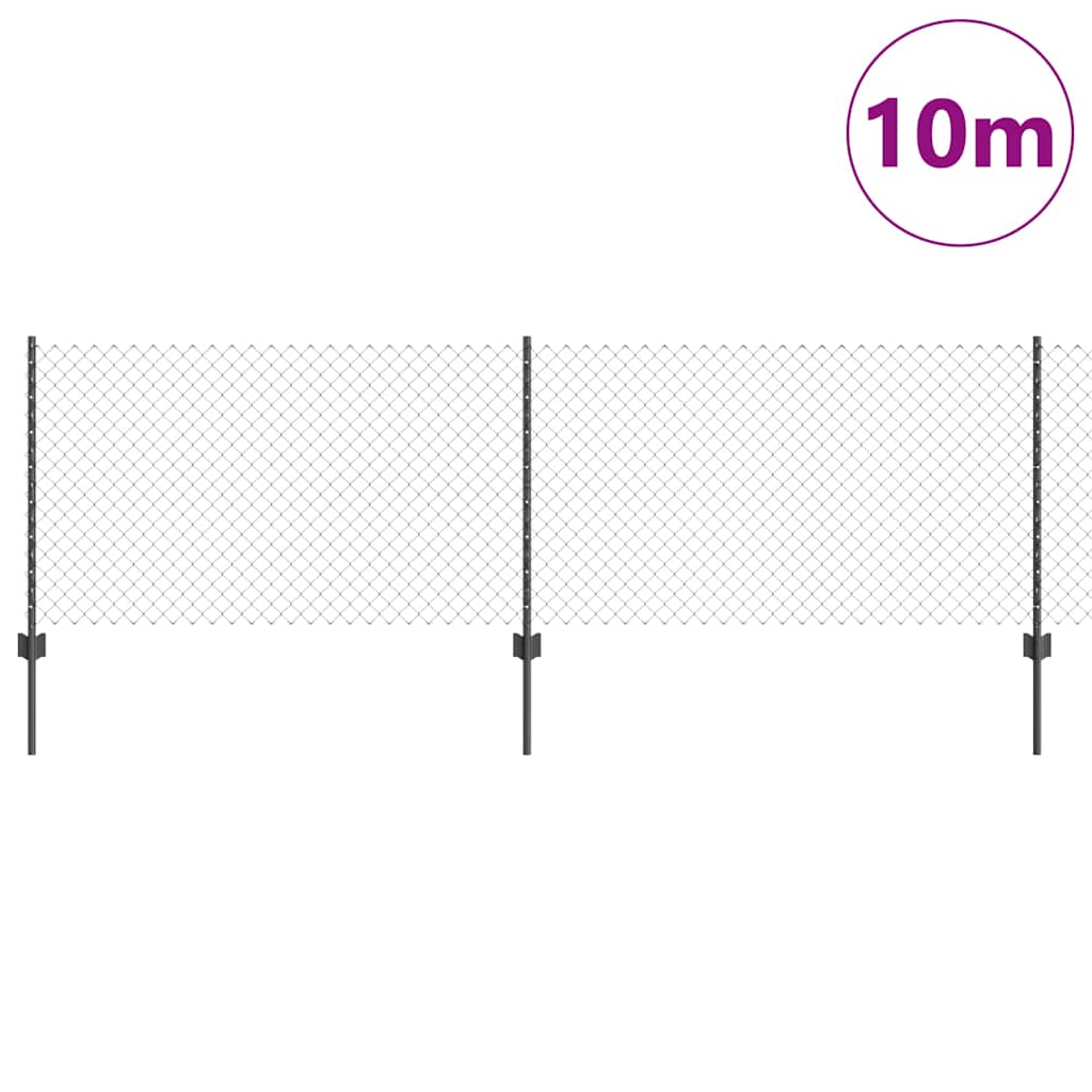 vidaXL Zaun mit Pfosten Grau 0,8 x 10 m Stahl - Image 3