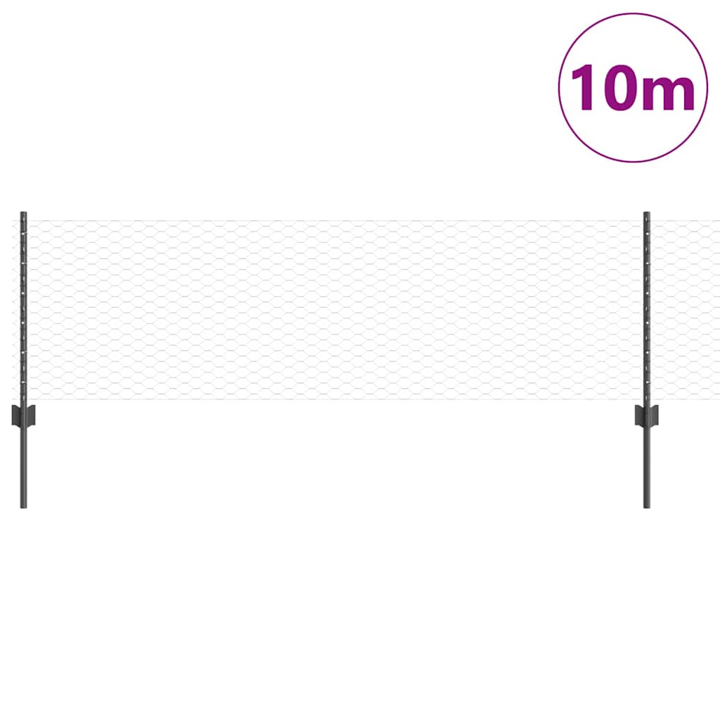 vidaXL Zaun mit Pfosten Grau 0,6 x 10 m Stahl - Image 3