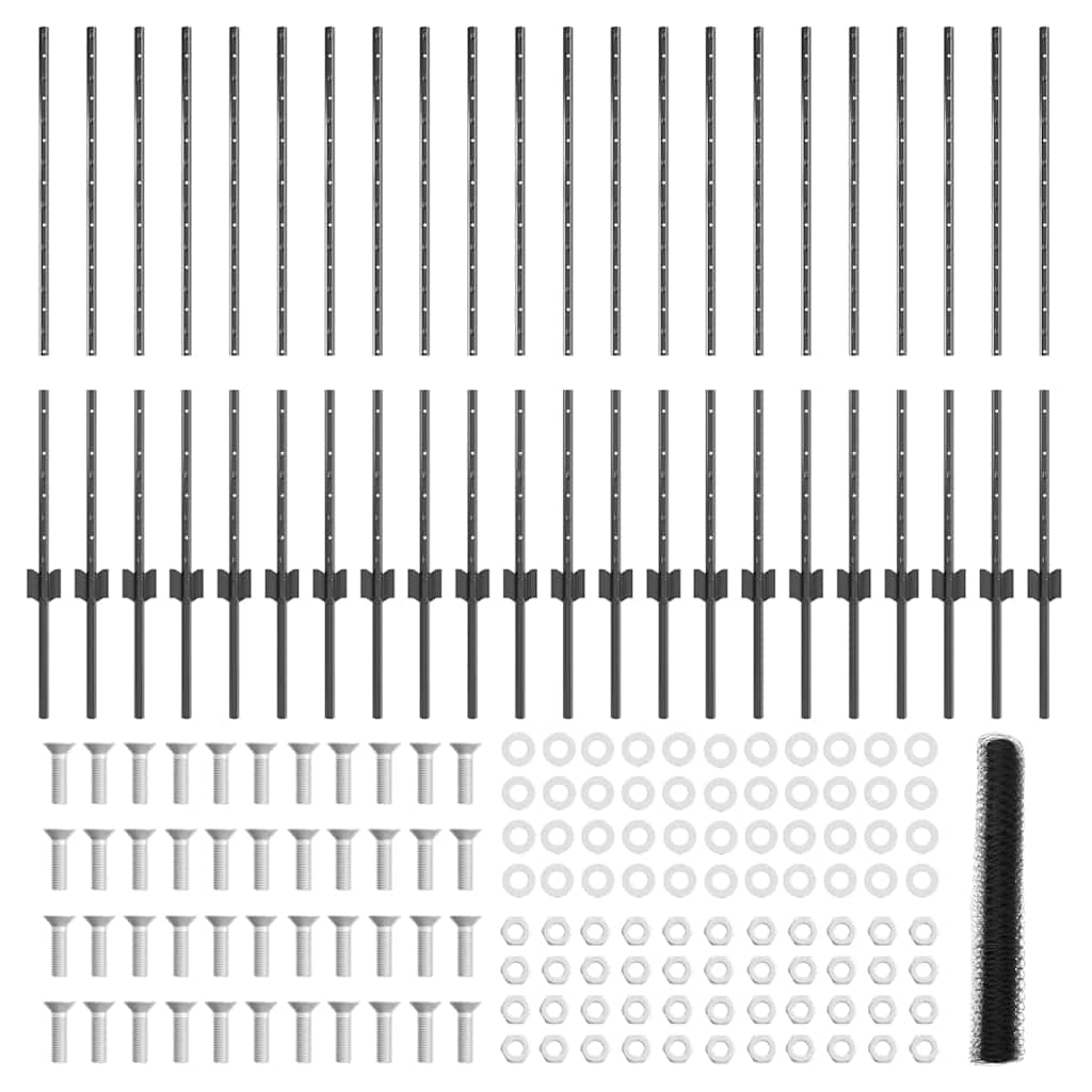 vidaXL Zaun mit Pfosten Grau 1 x 50 m Stahl - Image 5