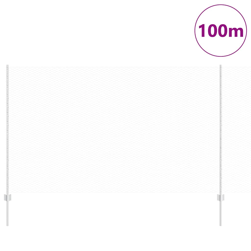 vidaXL Zaun mit Pfosten Silber 1,4 x 100 m Stahl - Image 3
