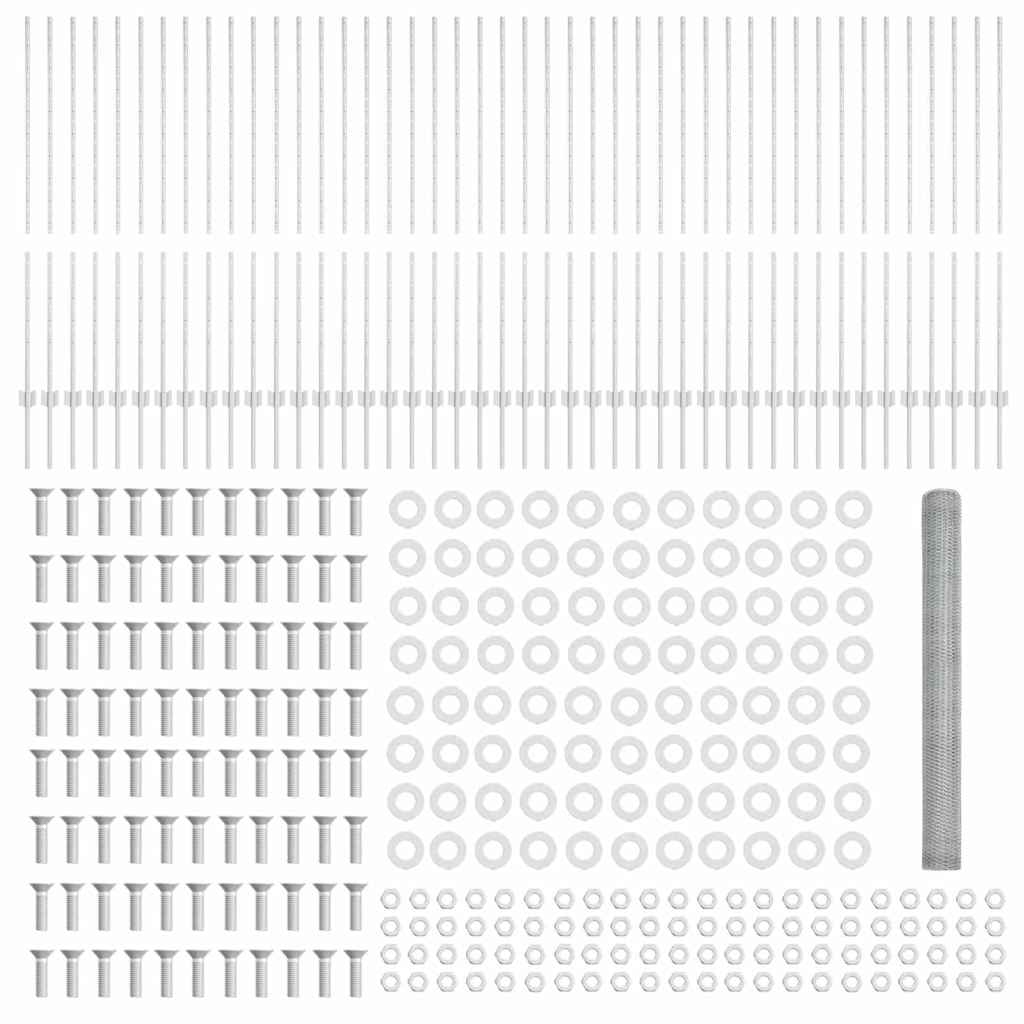 vidaXL Zaun mit Pfosten Silber 1,4 x 100 m Stahl - Image 5