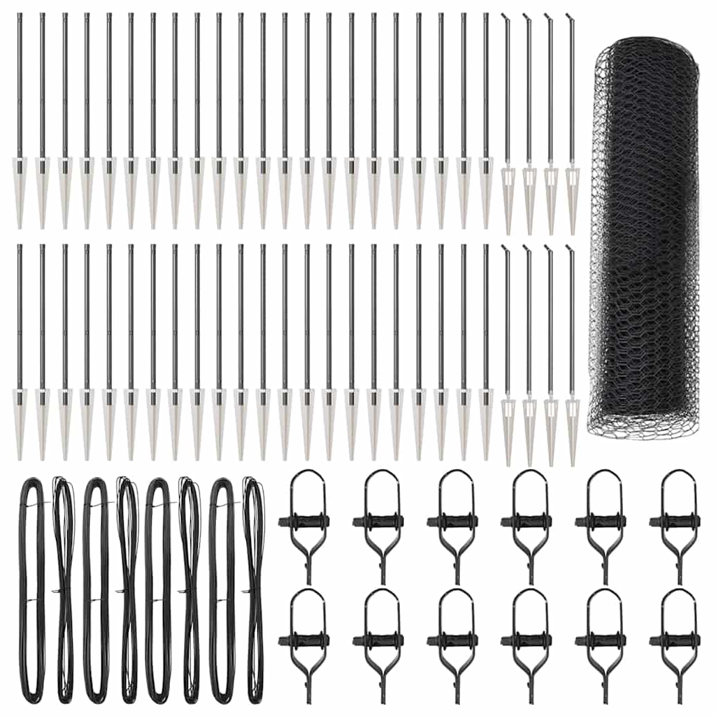 vidaXL Zaun mit Pfosten Grau 0,5 x 100 m PVC-beschichteter Stahl