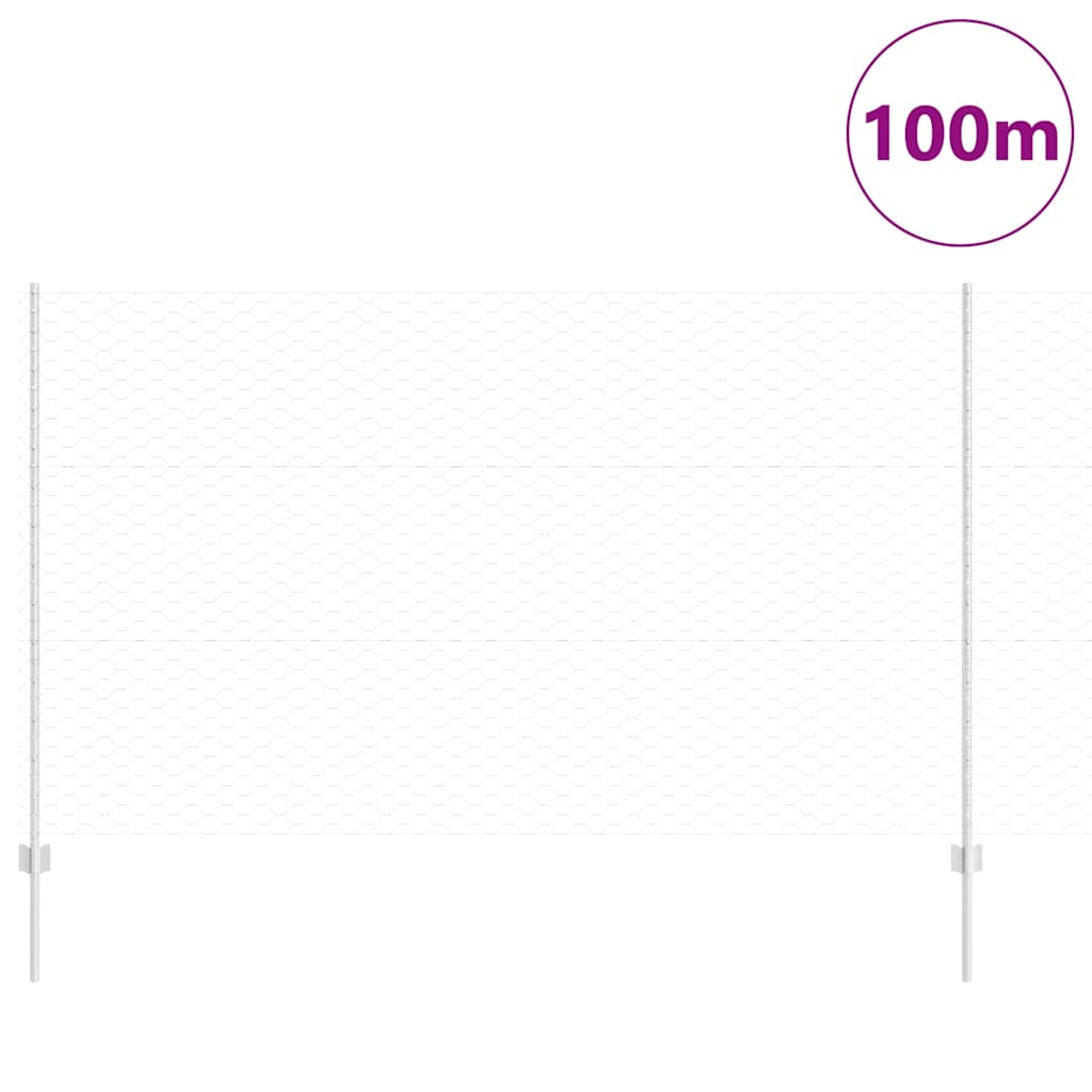 vidaXL Zaun mit Pfosten Silber 1,4 x 100 m Stahl - Image 3