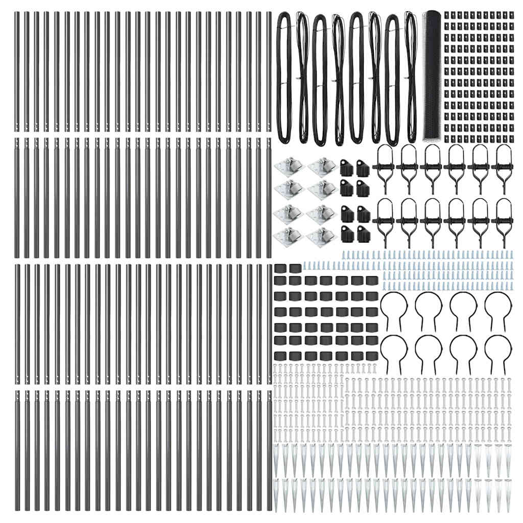 vidaXL Zaun mit Pfosten Grau 1,2 x 100 m PVC-beschichteter Stahl - Image 4