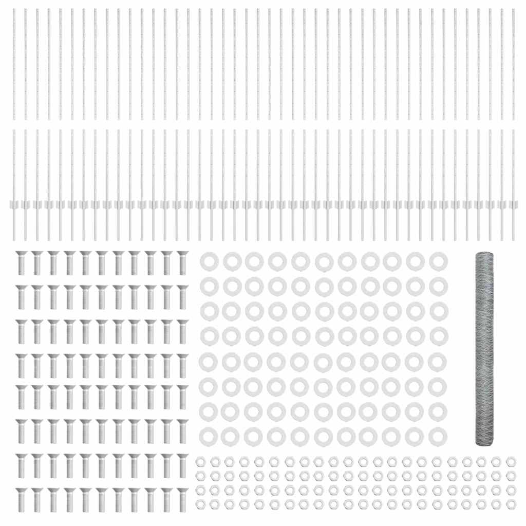 vidaXL Zaun mit Pfosten Silber 1,4 x 100 m Stahl - Image 5