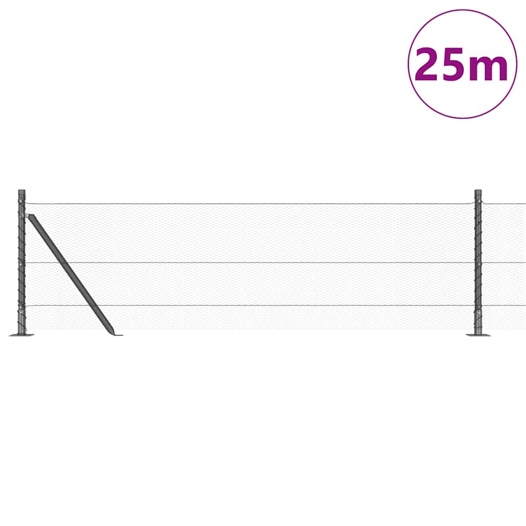 vidaXL Zaun mit Pfosten Grau 0,4 x 25 m PVC-beschichteter Stahl - Image 3