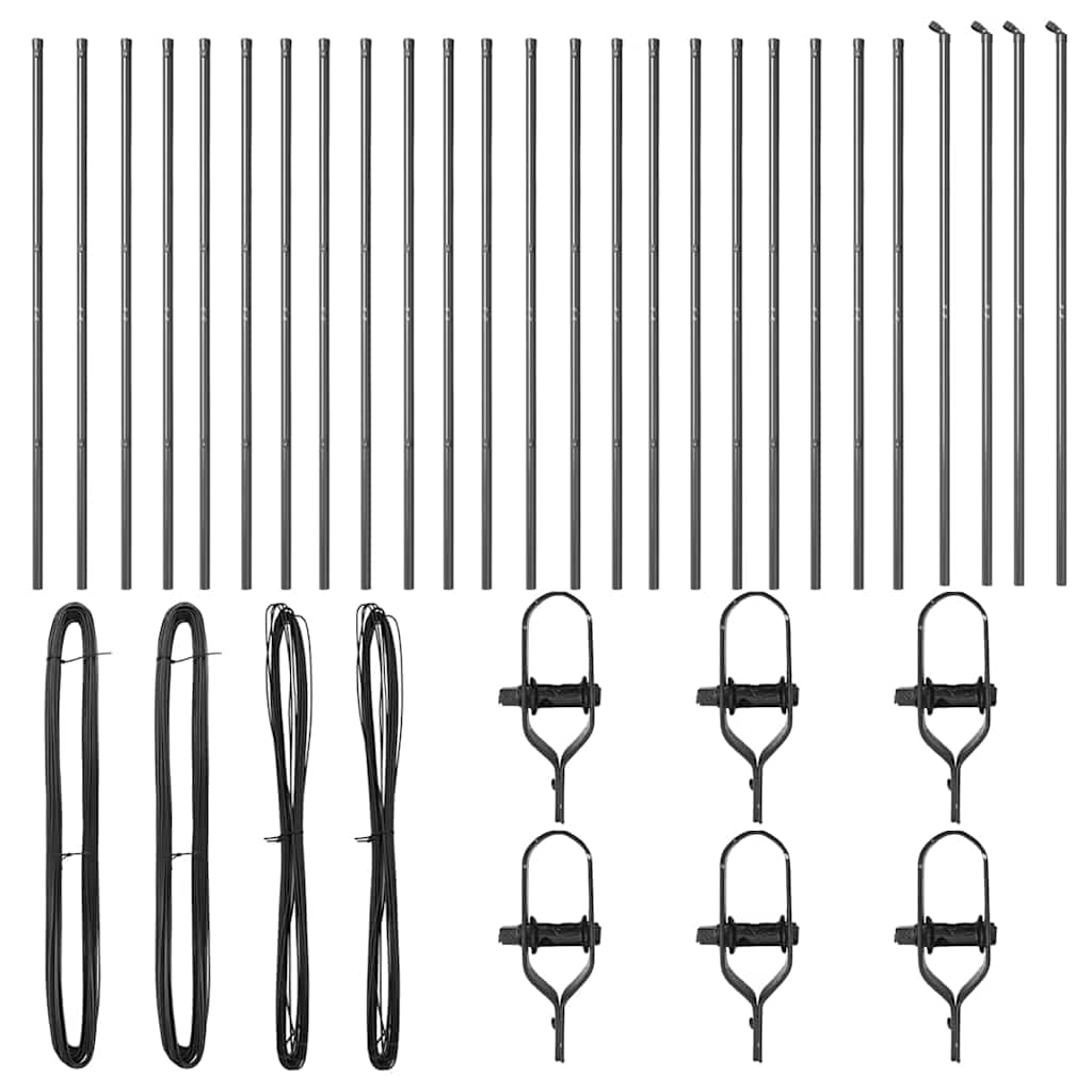 vidaXL Zaunpfosten Sonstiges 26 pcs Grau 3,2 x 3,2 x 200 cm Stahl - Image 3