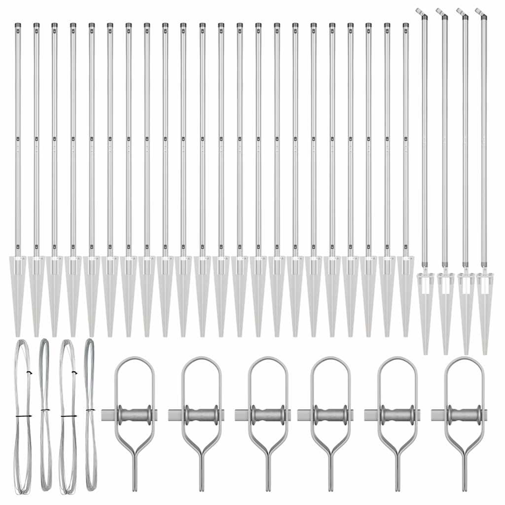 vidaXL Zaunpfosten Sonstiges 26 pcs Grau 3,2 x 3,2 x 180 cm Stahl - Image 3