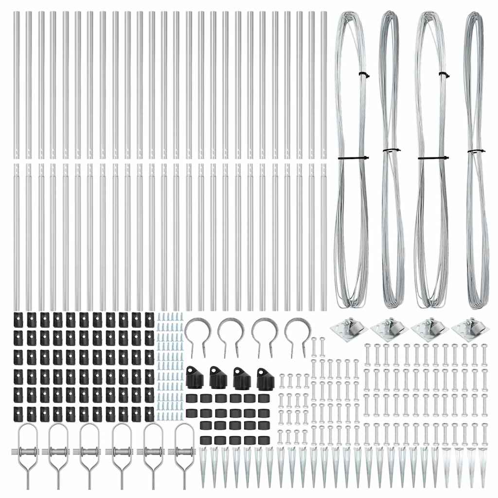 vidaXL Zaunpfosten Sonstiges 26 pcs Grau 3,2 x 3,2 x 180 cm Stahl - Image 4