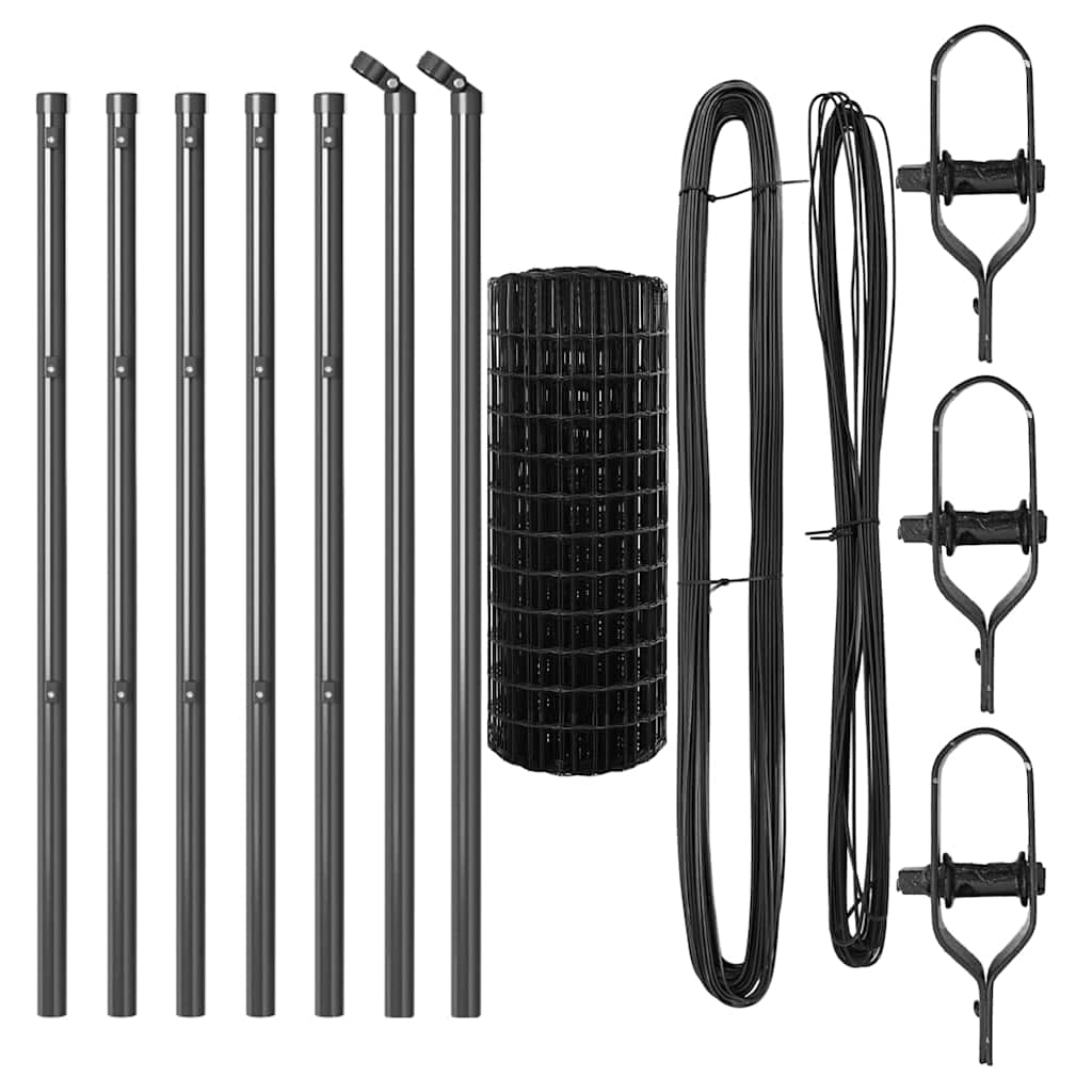 vidaXL Zaun mit Pfosten Grau 0,8 x 25 m Stahl - Image 4