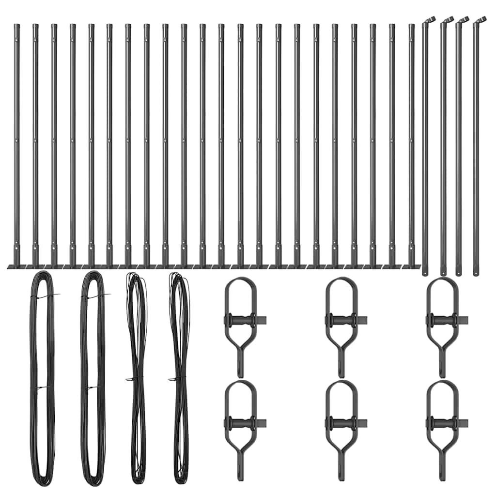 vidaXL Zaunpfosten Sonstiges 26 pcs Grau 3,2 x 3,2 x 90 cm Stahl - Image 3