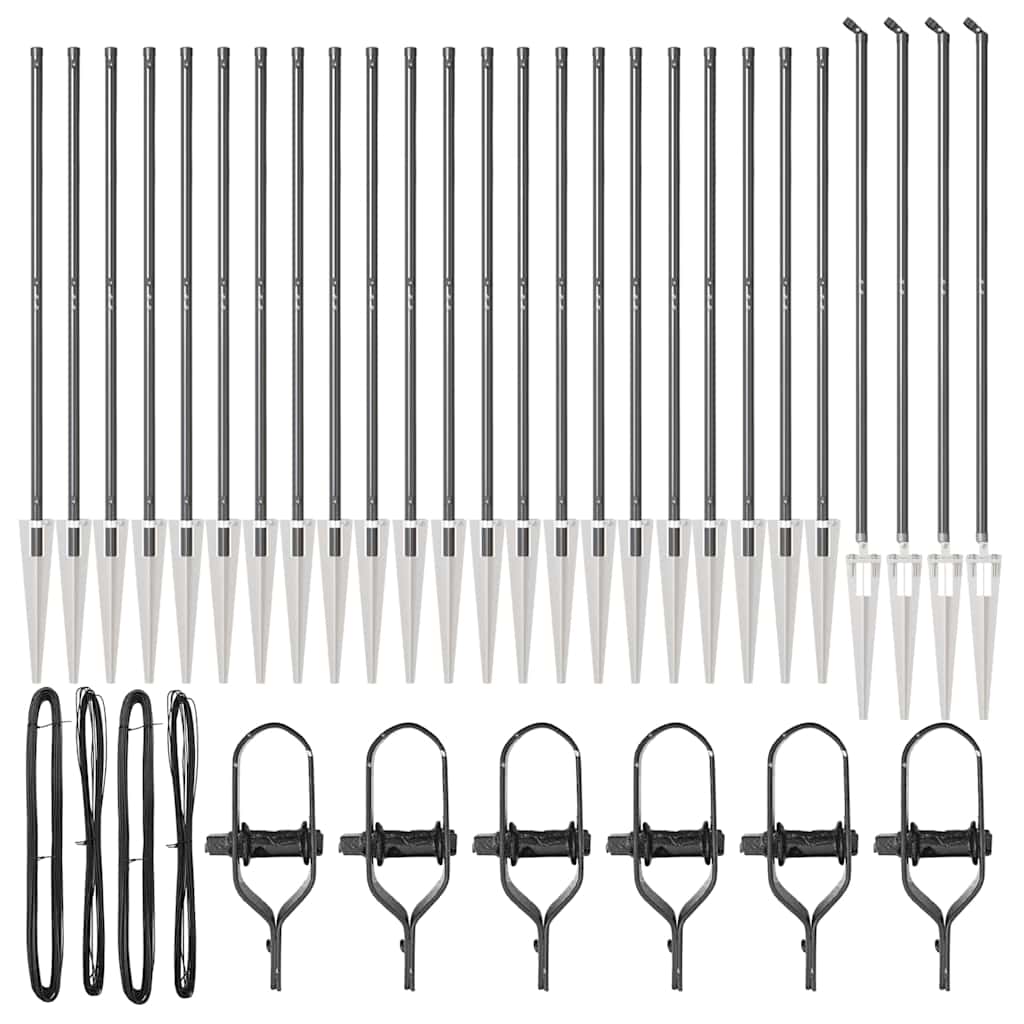vidaXL Zaunpfosten Sonstiges 26 pcs Grau 3,2 x 3,2 x 170 cm Stahl - Image 3