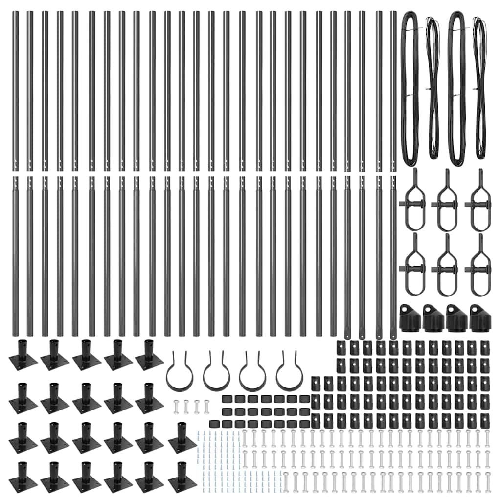 vidaXL Zaunpfosten Sonstiges 26 pcs Grau 3,2 x 3,2 x 88,5 cm Stahl - Image 4