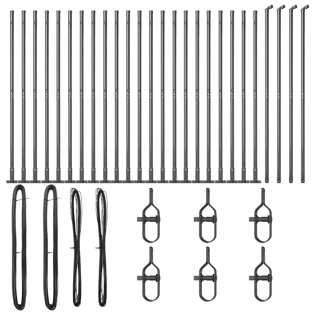 vidaXL Zaunpfosten Sonstiges 26 pcs Grau 3,2 x 3,2 x 88,5 cm Stahl - Image 3