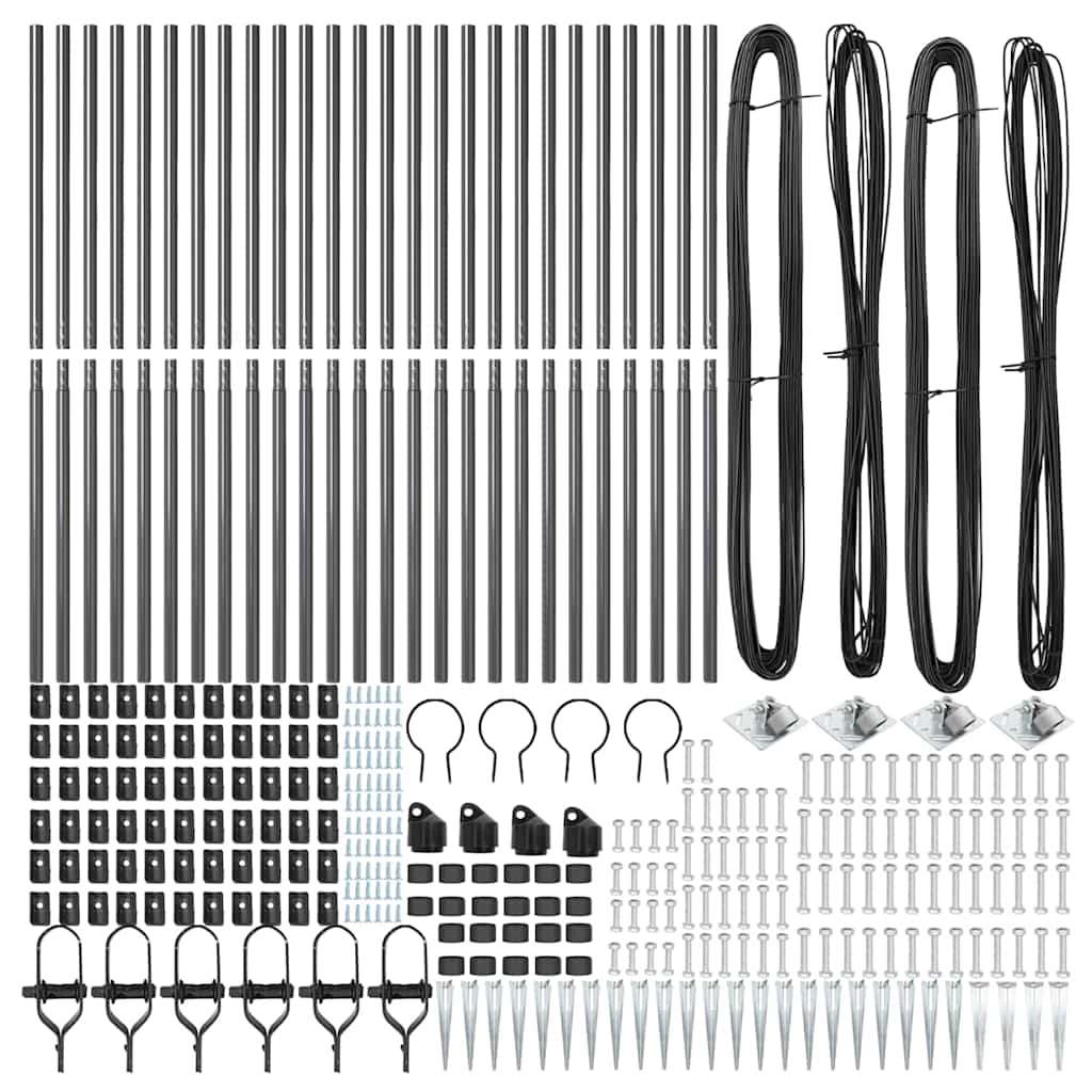 vidaXL Zaunpfosten Sonstiges 26 pcs Grau 3,2 x 3,2 x 170 cm Stahl - Image 4