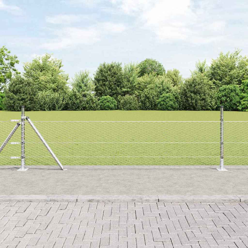 vidaXL Zaun mit Pfosten Silber 0,4 x 100 m PVC-beschichteter Stahl