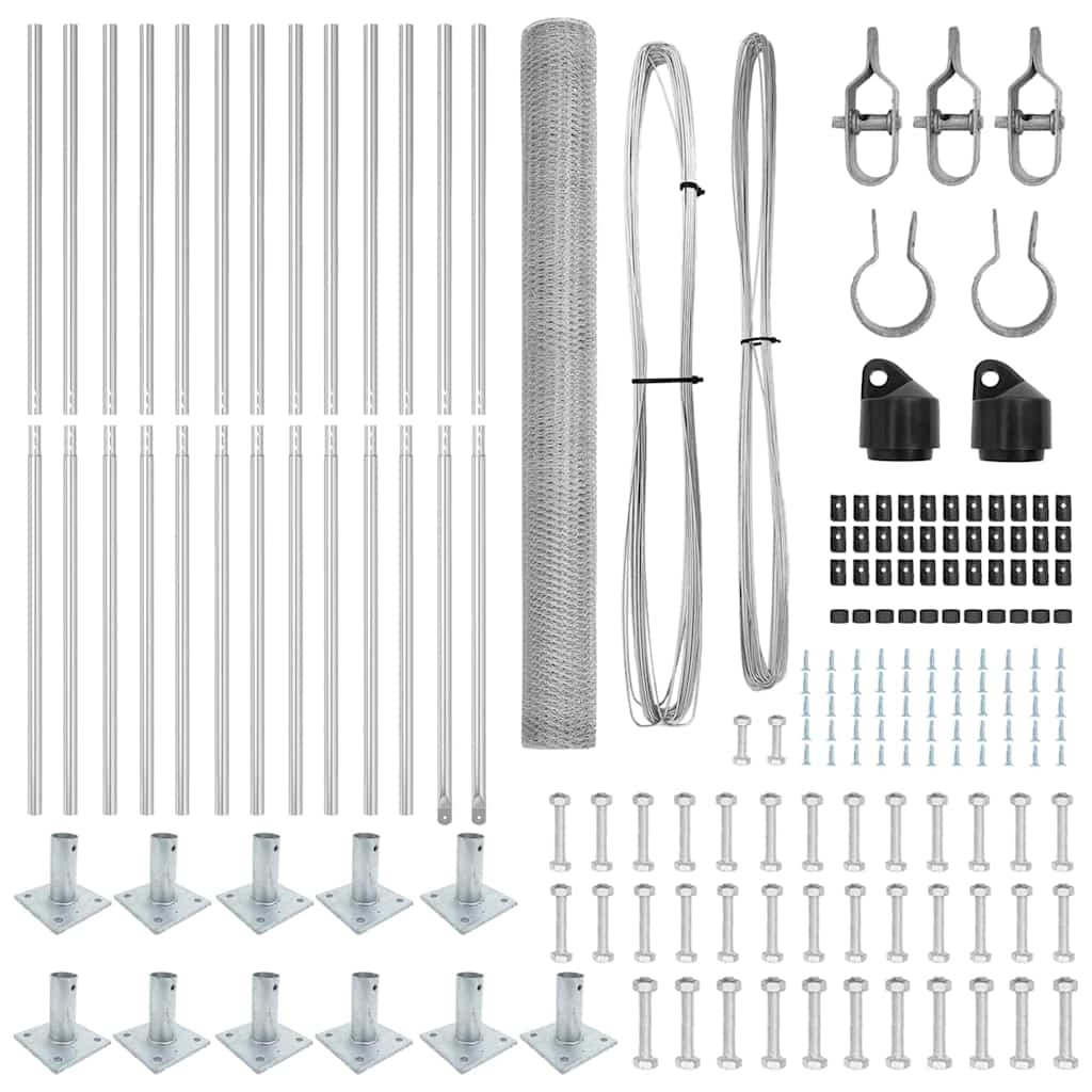 vidaXL Zaun mit Pfosten Silber 1,4 x 25 m PVC-beschichteter Stahl - Image 4