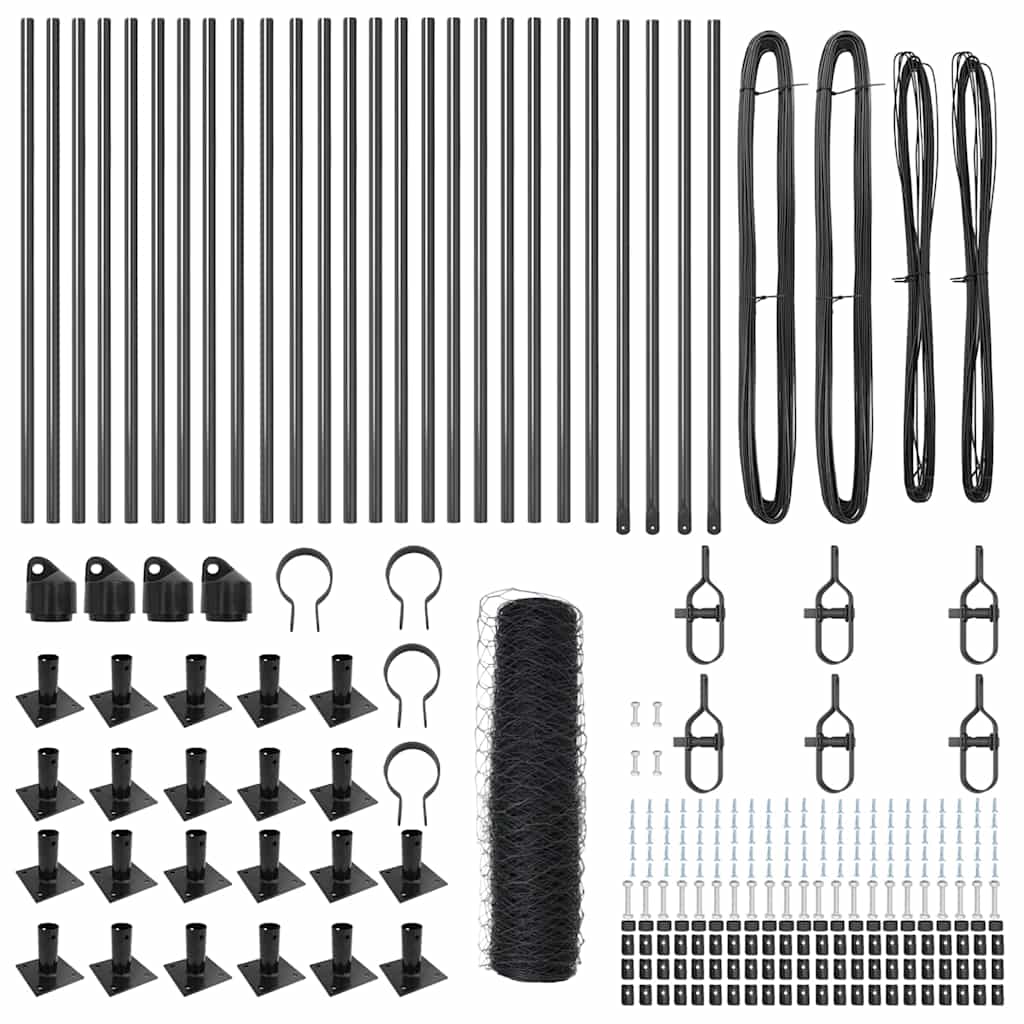 vidaXL Zaun mit Pfosten Grau 0,5 x 50 m PVC-beschichteter Stahl - Image 4