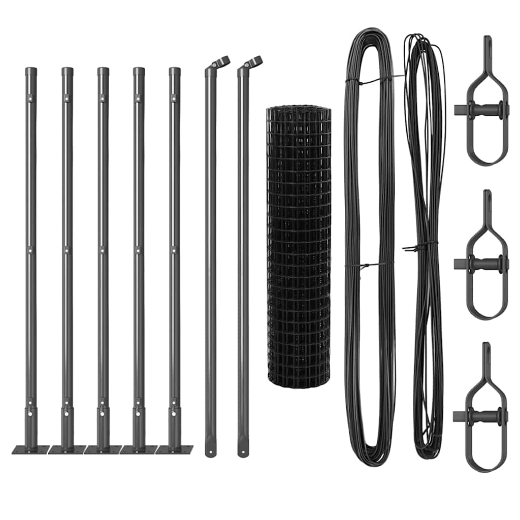 vidaXL Zaun mit Pfosten Grau 0,4 x 10 m Stahl - Image 4