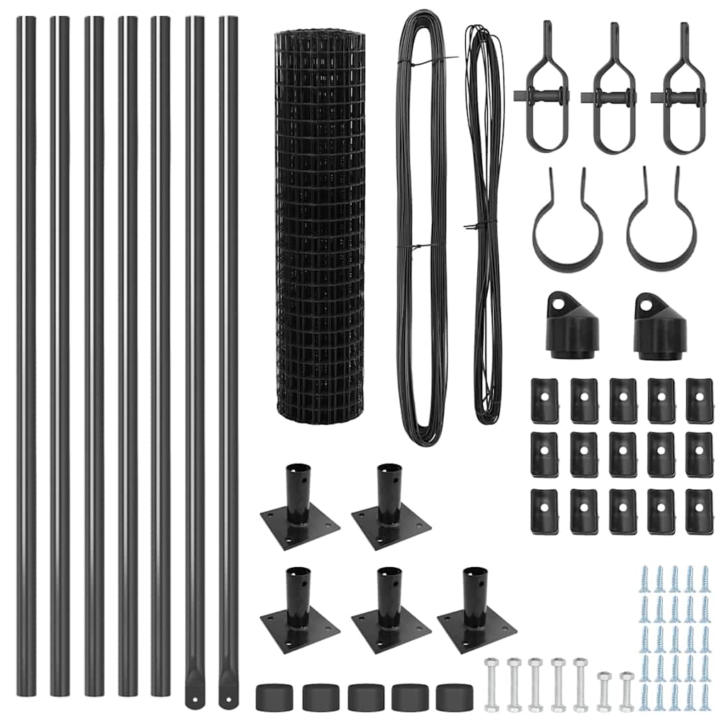 vidaXL Zaun mit Pfosten Grau 0,4 x 10 m Stahl - Image 5